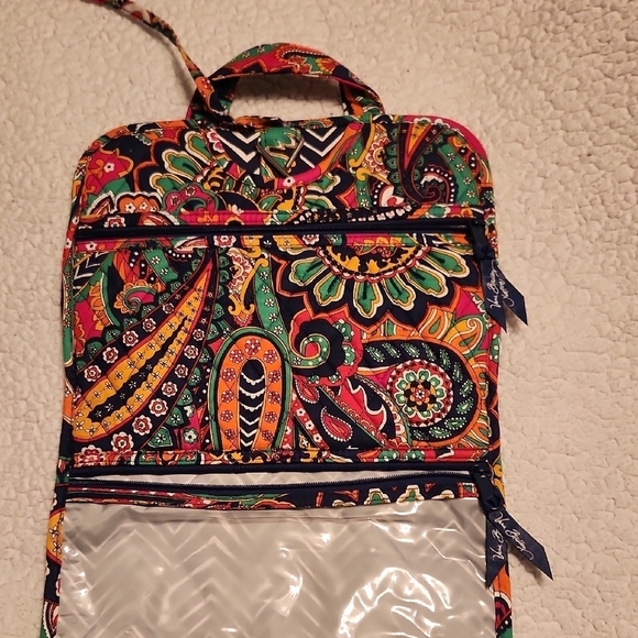 Vera Bradley Neon Paisley Floral Print Makeup Travel Hanging Bag - Picture 3 of 14
